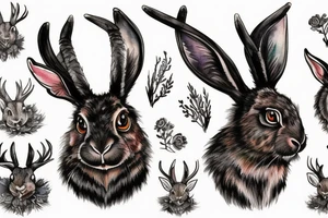 Black jackalope angry strong and fast tattoo idea