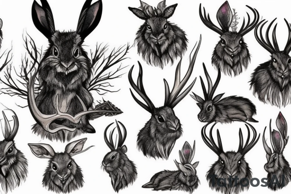 Black jackalope angry strong and fast tattoo idea
