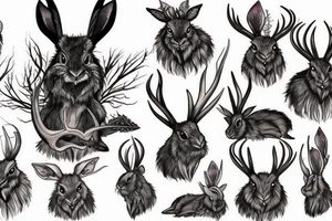 Black jackalope angry strong and fast tattoo idea