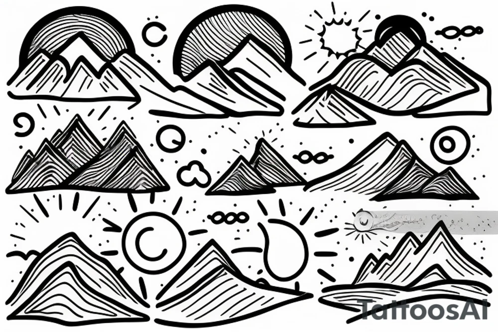 Mountain Range with sun tattoo idea