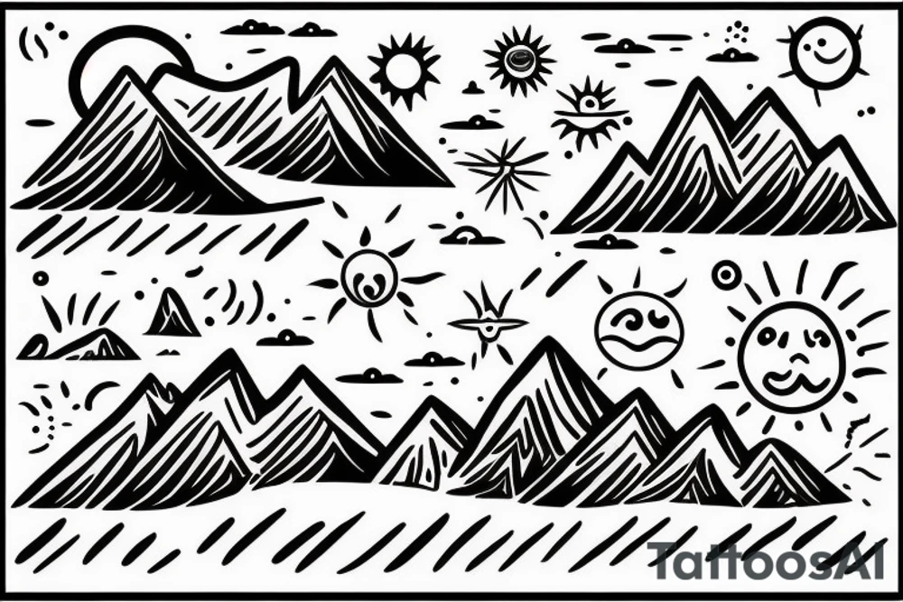 Mountain Range with sun tattoo idea