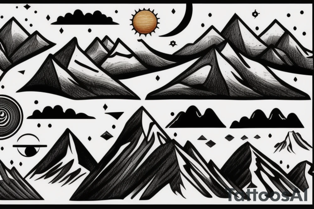 Mountain Range with sun tattoo idea