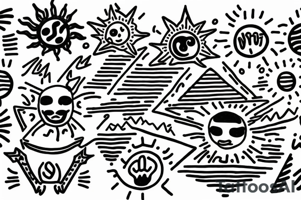Mountain Range with sun tattoo idea