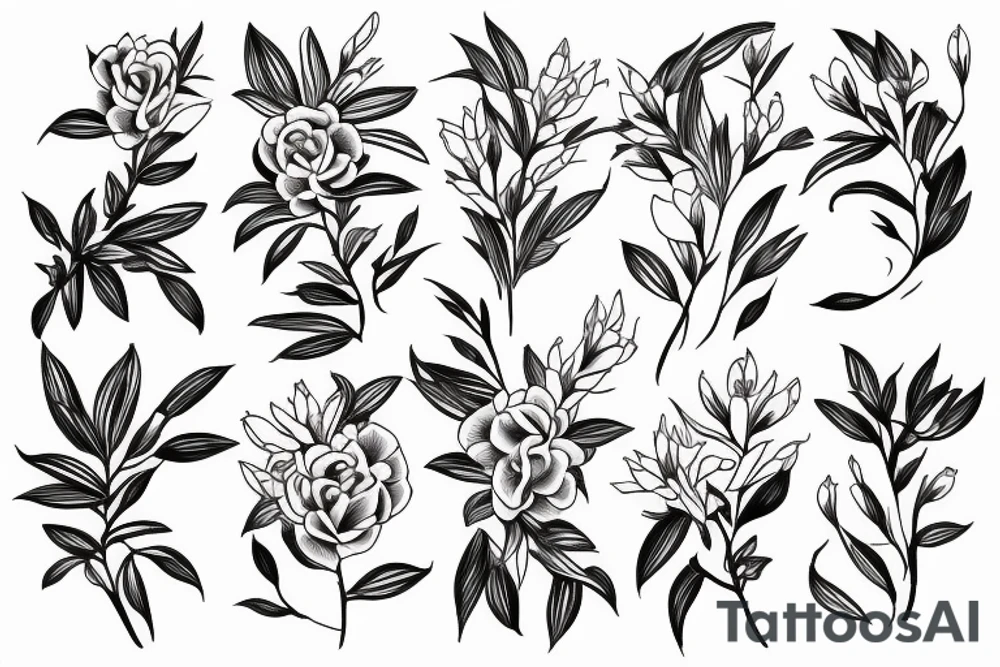 outline of azalea flower tattoo idea