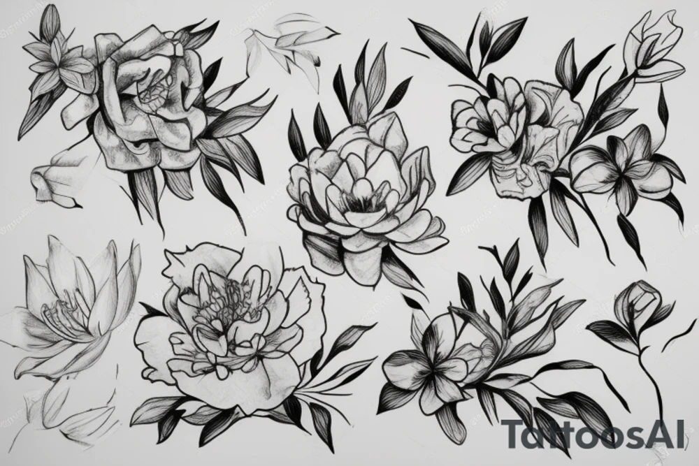 outline of azalea flower tattoo idea