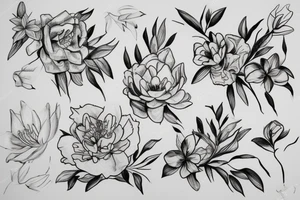 outline of azalea flower tattoo idea