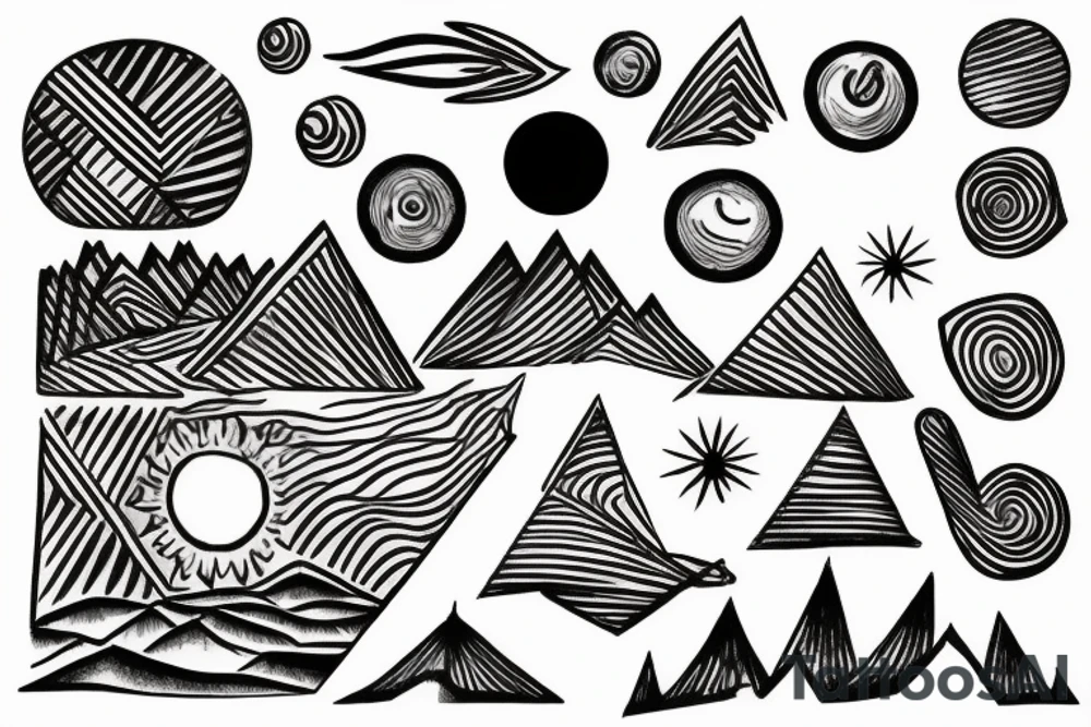 Mountain Range with sun tattoo idea
