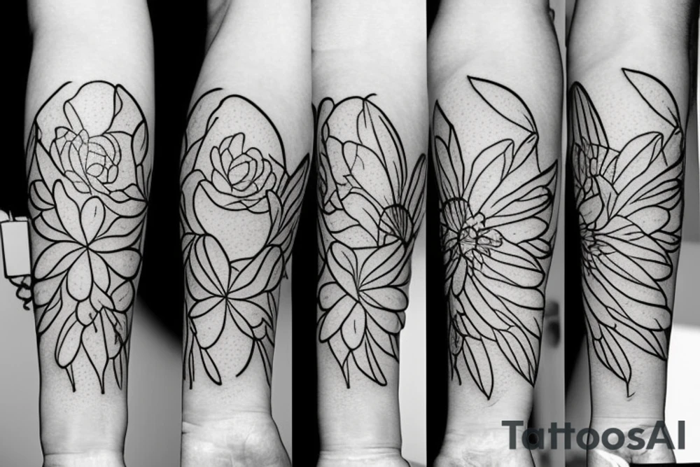 simplistic outline of azalea flower tattoo idea