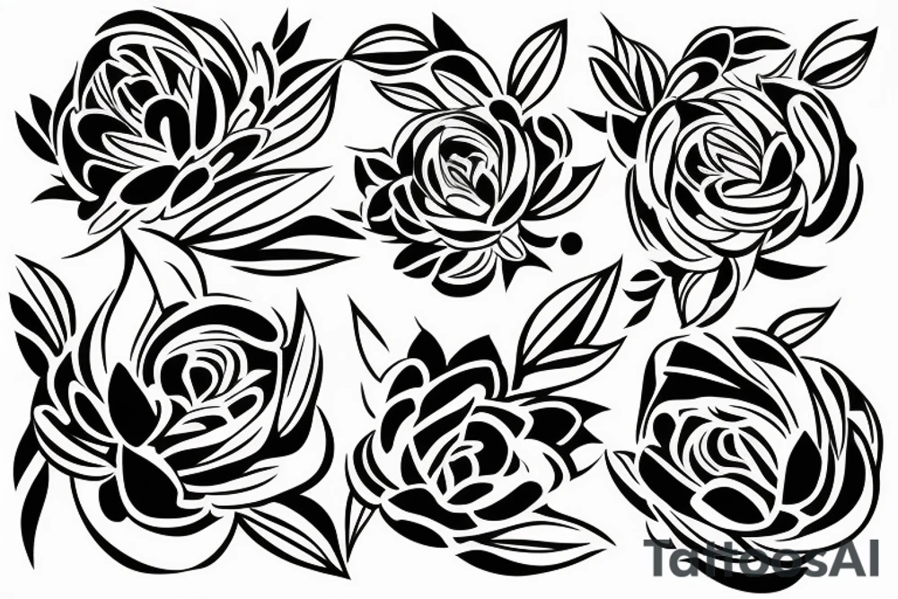 simplistic outline of azalea flower tattoo idea