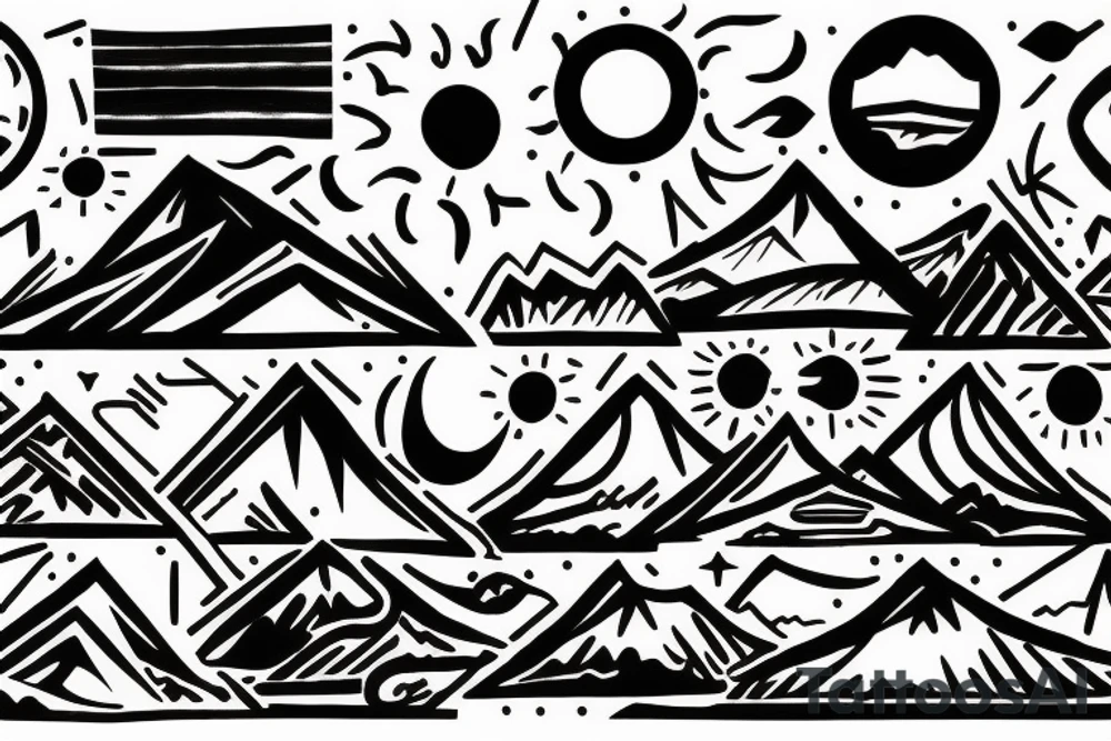 Mountain Range with sun tattoo idea