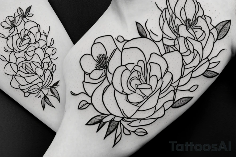 outline of azalea flower tattoo idea