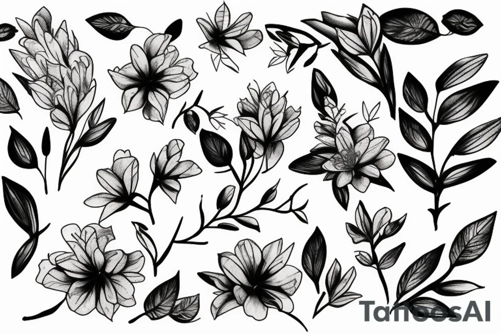 outline of azalea flower tattoo idea