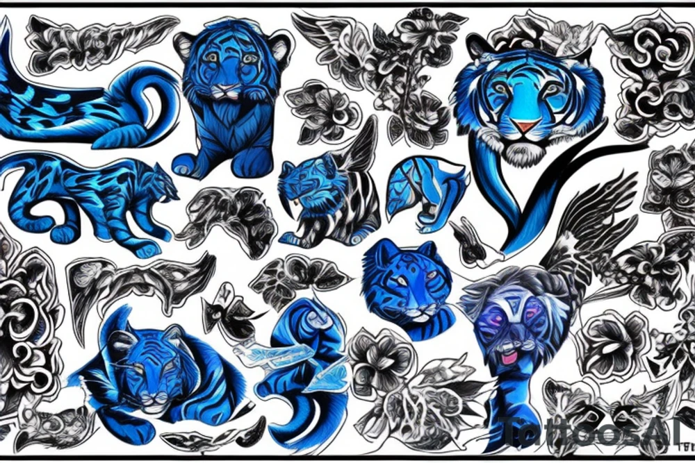 Blue tiger tattoo idea