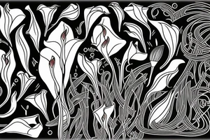 telecaster guitar, calla lily, the word “hineni” and geometric shapes tattoo idea