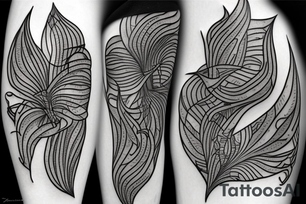 telecaster guitar, calla lily, the word “hineni” and geometric shapes tattoo idea