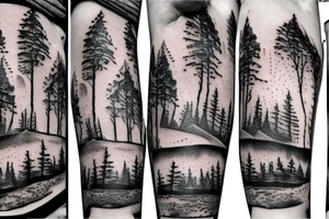 River with woods on one side and desert on the other tattoo idea