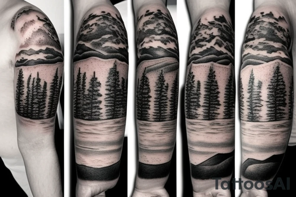 River with woods on one side and desert on the other tattoo idea River with woods on one side and desert on the other tattoo idea