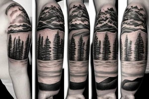 River with woods on one side and desert on the other tattoo idea
