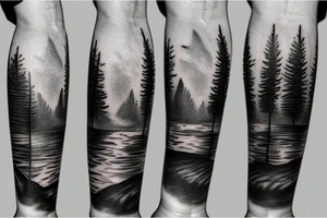 River with woods on one side and desert on the other tattoo idea