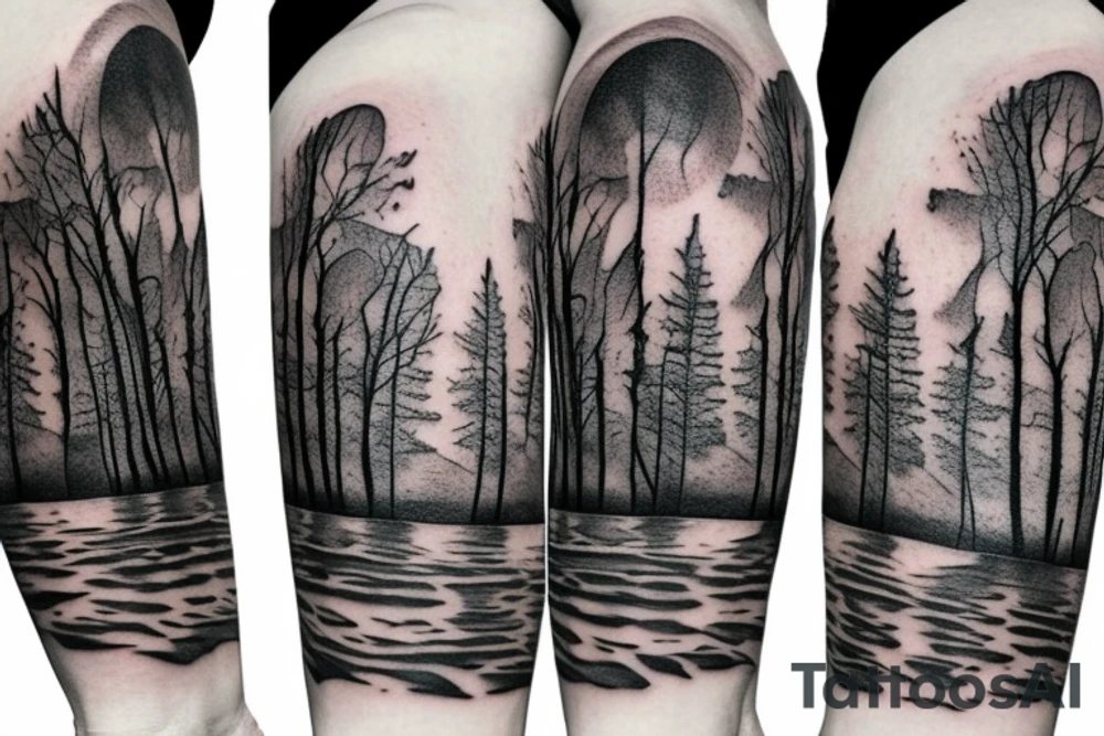 River with woods on one side and desert on the other tattoo idea River with woods on one side and desert on the other tattoo idea