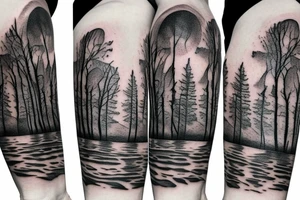River with woods on one side and desert on the other tattoo idea