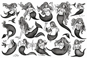 Crying mermaid tattoo idea