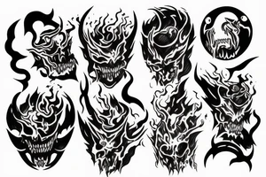 demons in hell fire burning tattoo idea