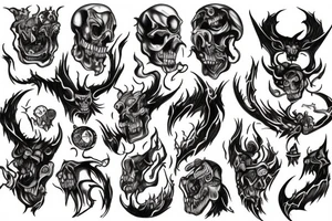 demons in hell fire burning tattoo idea