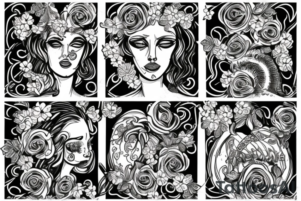 Medusa with flowers tattoo idea