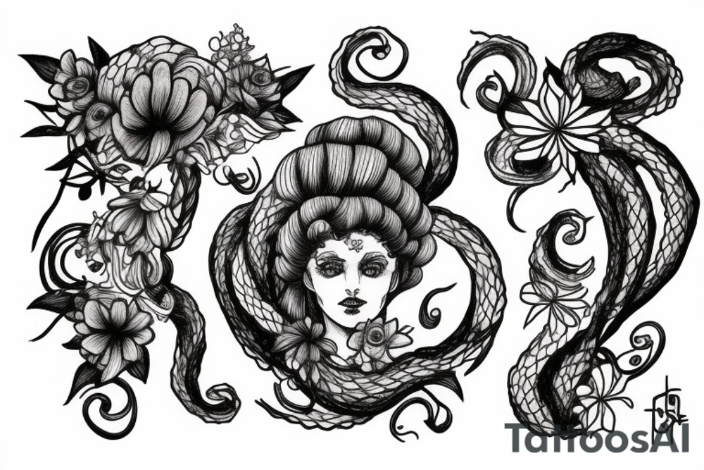 Medusa with flowers tattoo idea