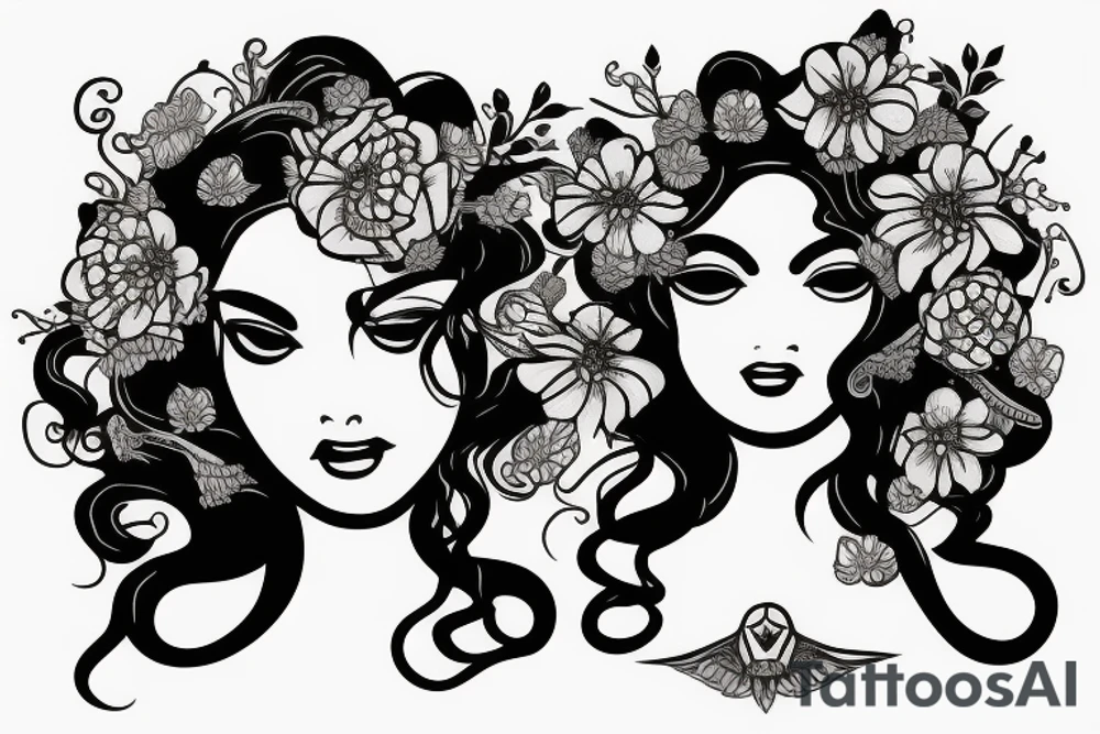Medusa with flowers tattoo idea