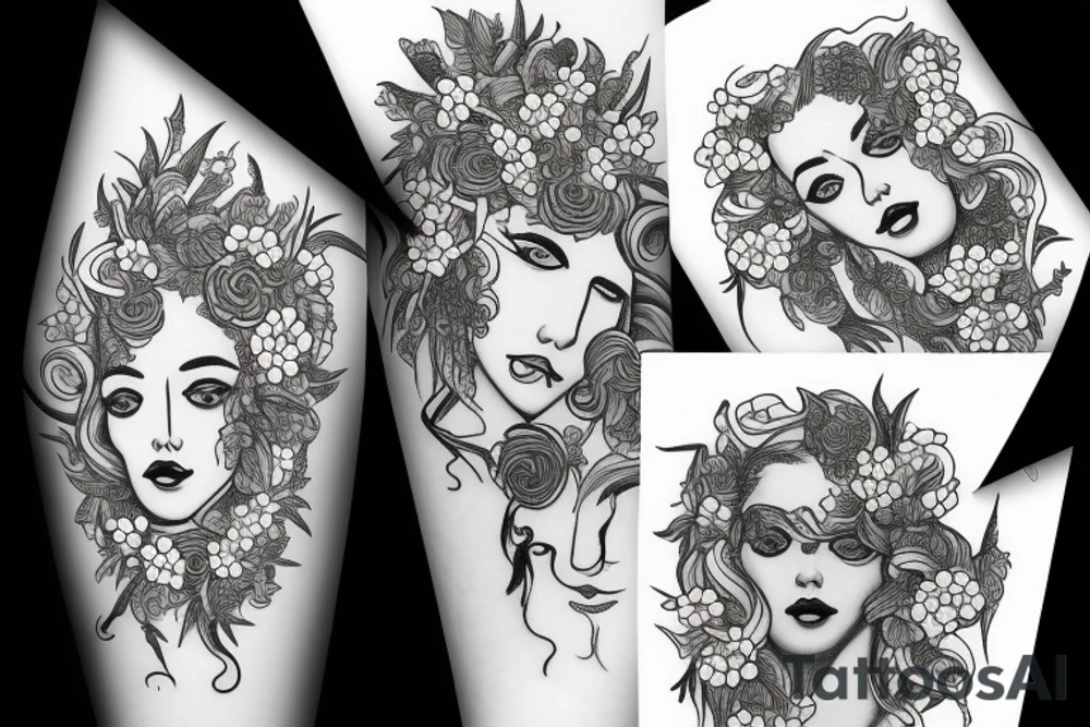Medusa with flowers tattoo idea