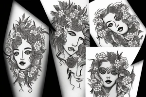 Medusa with flowers tattoo idea