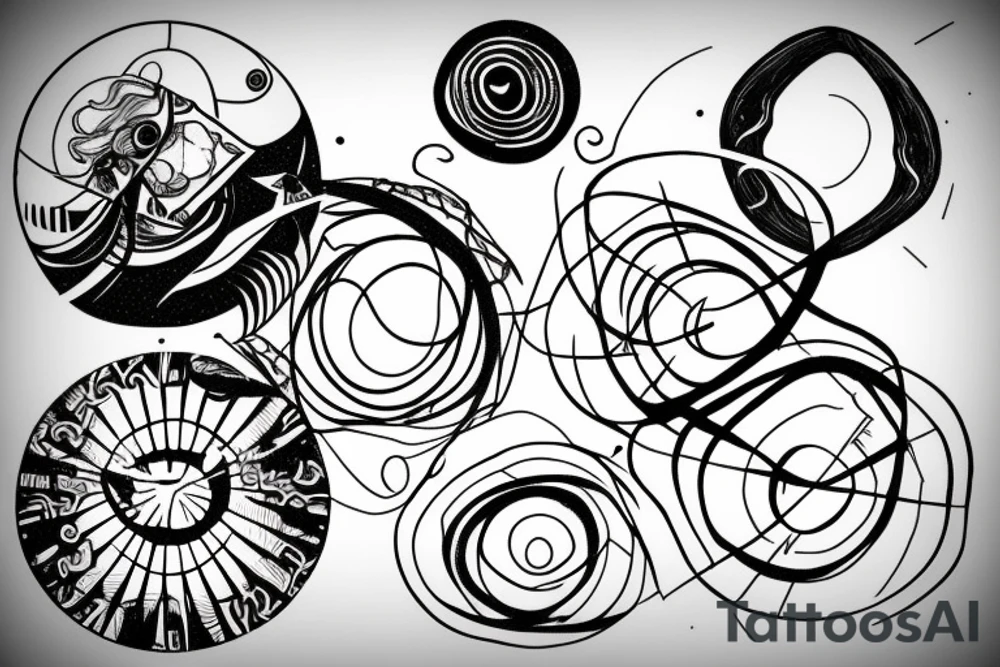 Black hole circle crossed by half a line tattoo idea