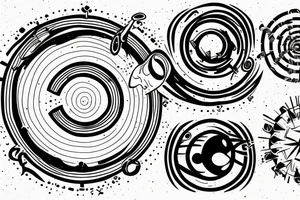 Black hole circle crossed by half a line tattoo idea