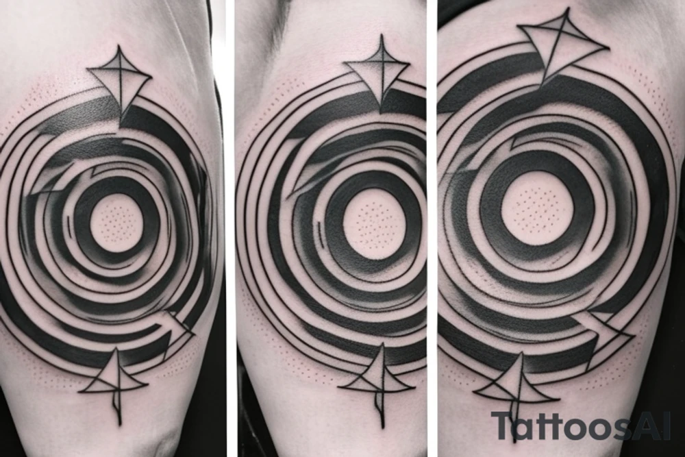 Black hole circle crossed by half a line tattoo idea