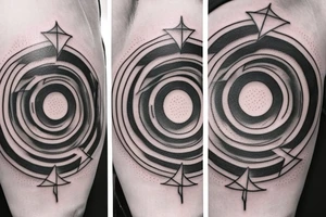 Black hole circle crossed by half a line tattoo idea