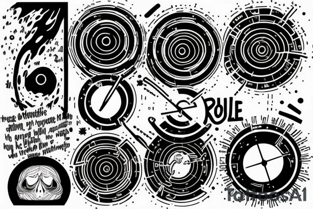 Black hole circle crossed by half a line, time map tattoo idea Black hole circle crossed by half a line, time map tattoo idea