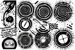 Black hole circle crossed by half a line, time map tattoo idea
