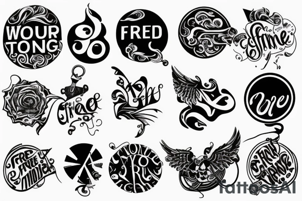 spinning top with phrase "free your mind" tattoo idea