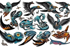 Fenix flying in the sea tattoo idea
