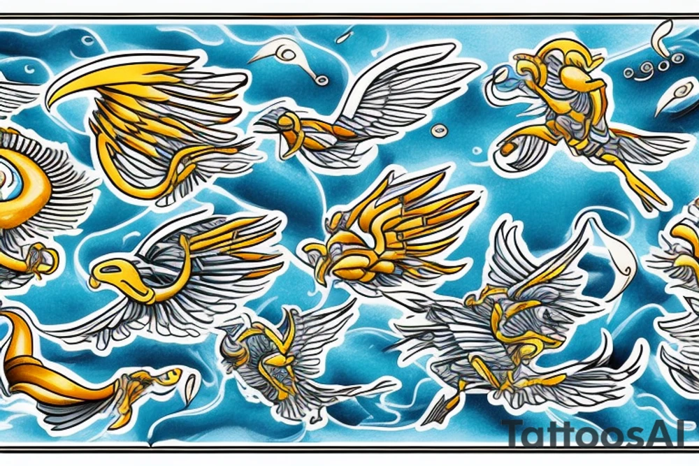 Fenix flying in the sea tattoo idea