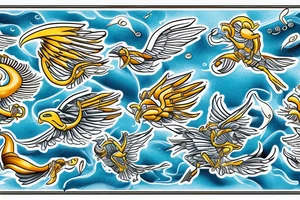 Fenix flying in the sea tattoo idea