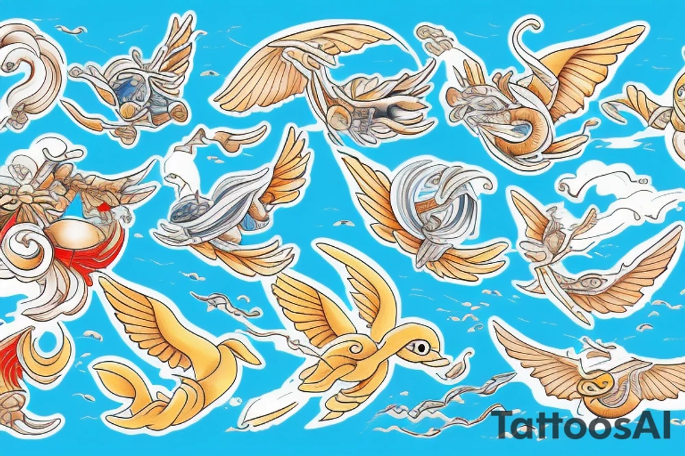 Fenix flying in the sea tattoo idea