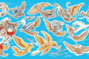 Fenix flying in the sea tattoo idea