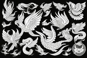 Fenix flying in the sea tattoo idea