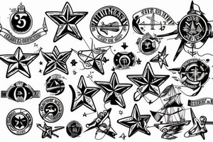 Star, 2 world war boat, marine tattoo idea