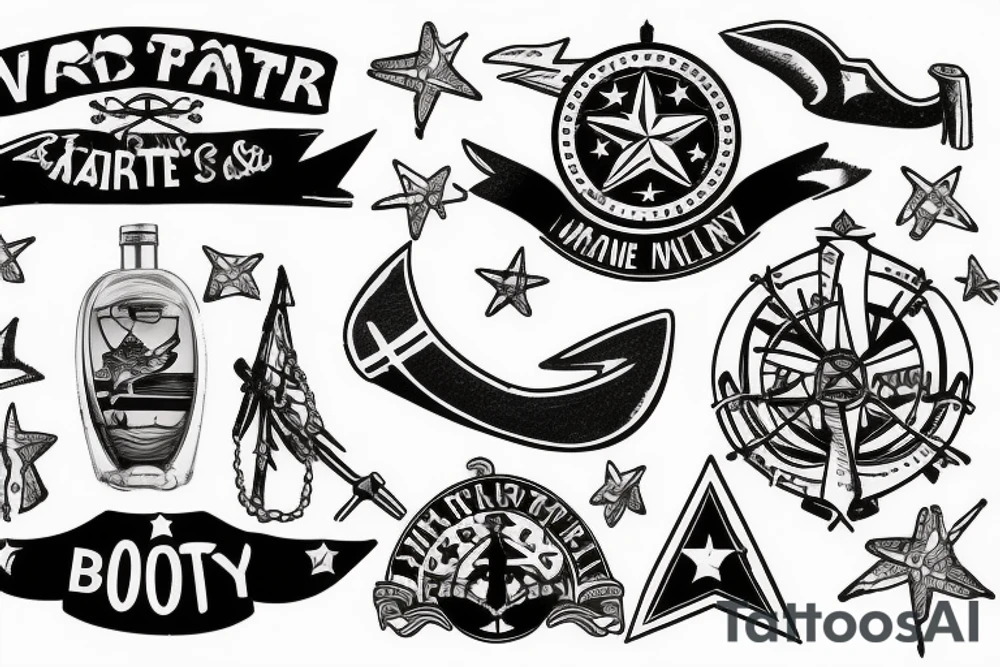 Star, 2 world war boat, marine tattoo idea