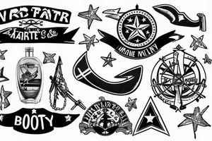 Star, 2 world war boat, marine tattoo idea