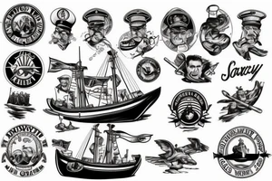 2 world war boat, marine tattoo idea
